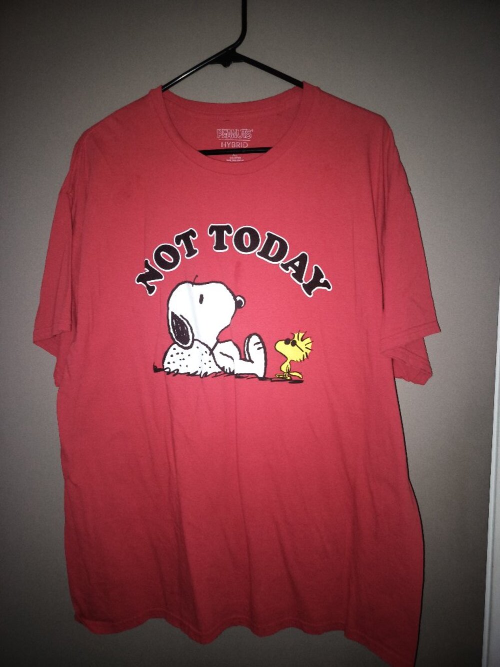RED PEANUTS SNOOPY NOT TODAY T SHIRT SIZE XL